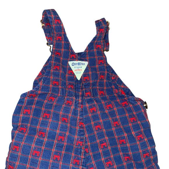 Vintage OshKosh B’Gosh Vestbak 90’s Navy Red Wagon Print Baby Boy’s Overalls 24M - Picture 4 of 6